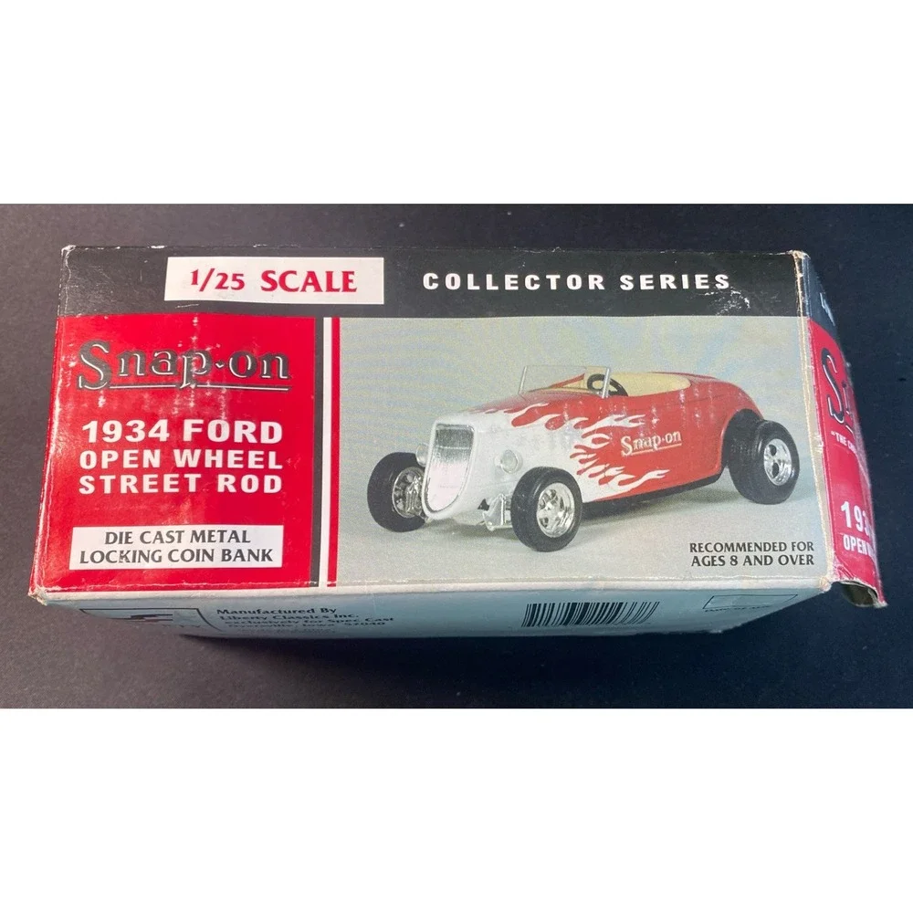 Snap-On 1934 Ford Open Wheel Street Rod Diecast Locking Coin Bank 1/25 Scale